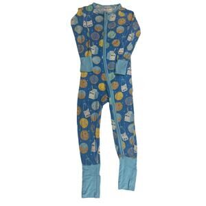 Little Sleepies Milk and Cookies Blue Bamboo Zippy Pajamas Romper 3T
